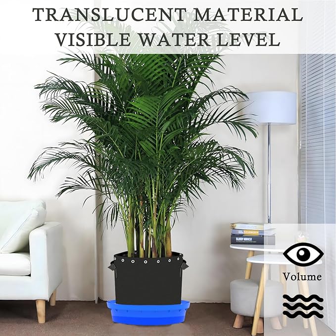 Self-Watering Base with Visible Water Level,5-Pack,Keeps Leaves and Flying Insects Out,Maintains Water Quality.Blue.(Without Wheels).