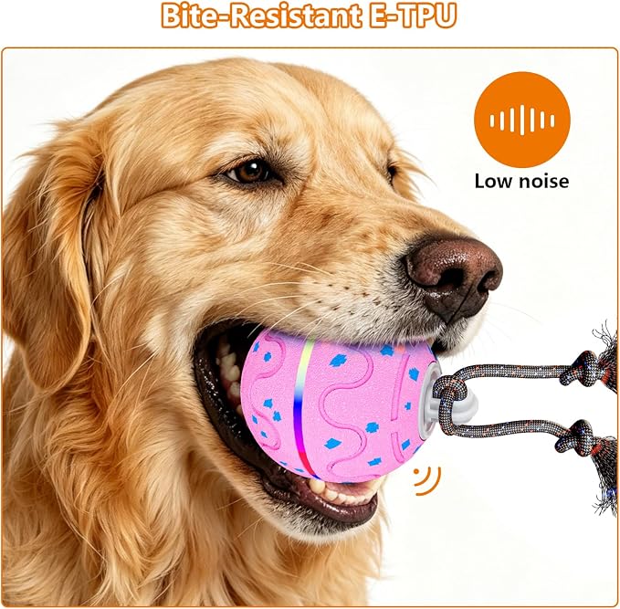 Smart Interactive Dog Ball – Automatic Moving, Bouncing & Rotating Toy for Medium/Large Dogs, E‑TPU Rolling Ball with Normal & Crazy Modes, Bird Sounds, Washable Cover, Type‑C Charging