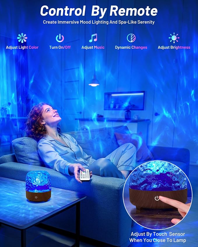 Waterproof Rechargeable Shower Lamp with Bluetooth Speaker for Bathroom,Shower Light with Adjustable 15 Color Wave Projector for Bathtub,Portable Table Lamp for Indoor/Outdoor Decor