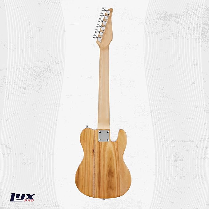 LyxPro 30” Electric Guitar Left Hand TL Series, Full-Size Paulownia Wood Body, 3-Ply Pickguard, C-Shape Neck, Ashtray Bridge, Quality Gear Tuners, 3-Way Switch & Volume/Tone Controls, 2 Picks, Natural