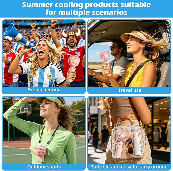 VZZNN Mini Portable Fan Handheld 12 Pack Small Cooling Fans High 5-Speed Rechargeable Fan For Travel, Office, Eyelash Drying, Lightweight, For Beach, Camping, Indoor Outdoor Use (Pink