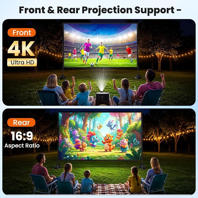 120 inch Projector Screen with Stand, 16:9 4K HD Portable Outdoor Indoor Movie Screen, Lightweight Projection Screen with Carry Bag & Sandbag for Backyard, Home Theater, Camping