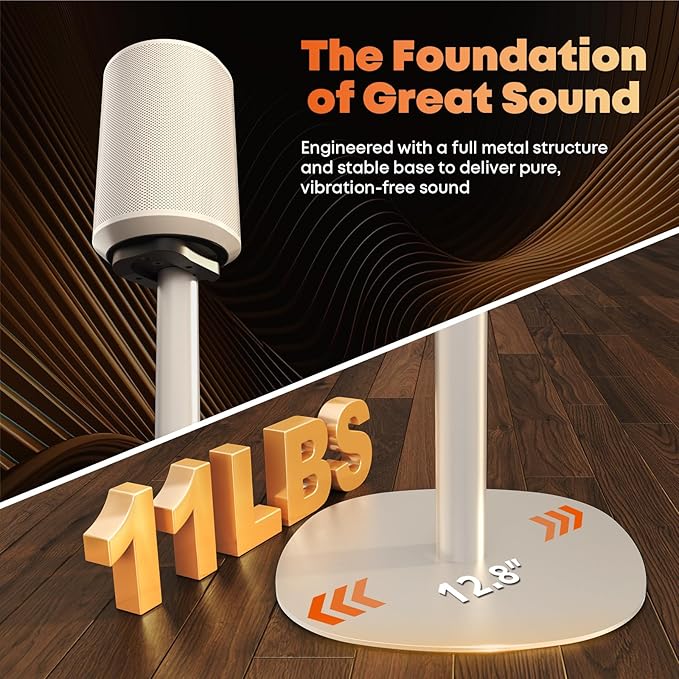 Speaker Stands for Sonos Era 100 SL, Era 100 & Era 300-29.1''–39'' Height Adjustable Floor Stands, Dual-Mount Base Design, Concealed Cable Management, 11 lbs Max Load, Pack of 2, White