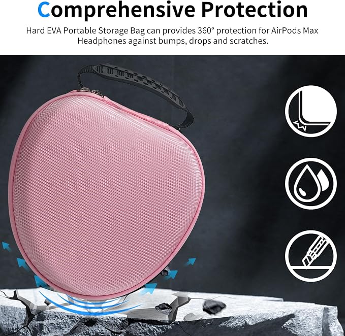 Hard Case for AirPods Max 2 Supports Sleep Mode, Travel Carrying Headphone Case with AirPods Max Silicone Earpad Case/Ear Cups/Headband Cover, AirPod Max 2/1 Protective Portable Storage Bag (Pink)