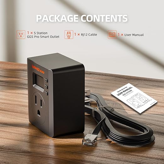 Spider Farmer S Station GGS Pro Outlet, 1 AC APP-Based Controls Outlet, 15A/1875W Max, Universal Energy Monitoring for Indoor Grow Home Appliance