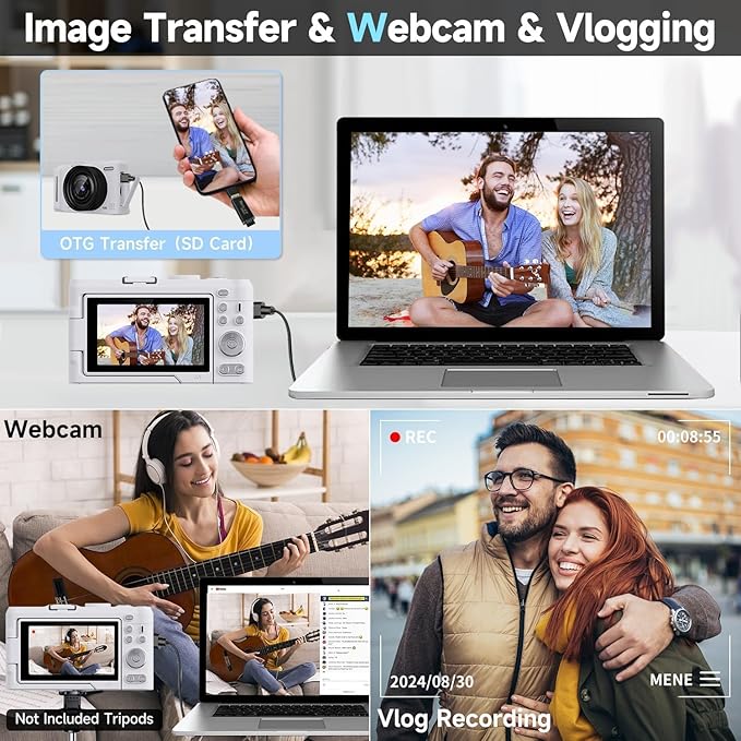 Digital Camera 4K for Photography, 50MP Vlogging Camera for YouTube Video with Flash and 3" 180° Flip Screen, 18X Digital Zoom Compact Travel Cameras with 64GB TF Card for Teens Beginner (Black)