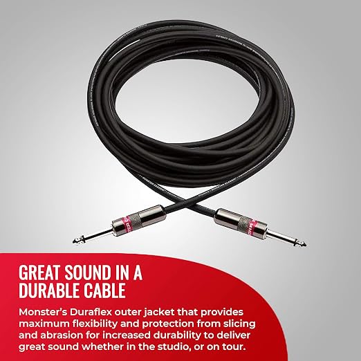 Monster Cable Prolink Classic Speaker Cable 12 ft – 1/4-Inch to 1/4-Inch Instrument & Amp Cable, Straight Connectors, Duraflex Jacket, Audio Cable for Guitar, Bass, Amplifier and Speaker
