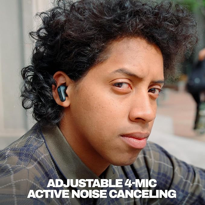 Skullcandy Rail ANC Wireless Earbuds, Bluetooth Headphones, Active Noise Cancelling, Up to 38 Hours Battery, Microphone for iPhone Android, Customizable via App - True Black