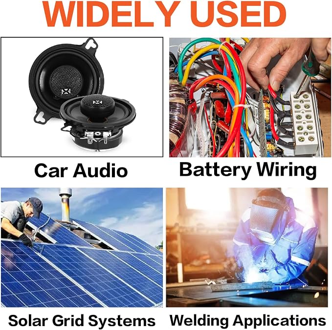 4 Gauge Wire (50ft Each - Red/Black) Copper Clad Aluminum CCA with Cable Cutter,Lugs Terminal Connectors and Heat Shrink Tube - Battery Power/Ground Cable,Car Audio Speaker,RV Trailer Amp Wiring kit