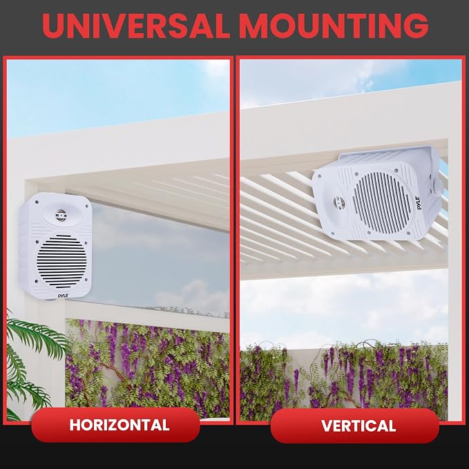 Pyle Indoor Outdoor Speakers Pair - 500 Watt Dual Waterproof 5.25” 2-Way Full Range Speaker System w/ 1/2” High Compliance Polymer Tweeter - in-Home, Boat, Marine, Deck, Patio, Poolside (White)