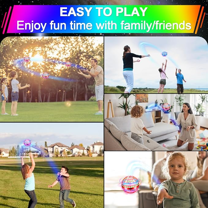 Vantexi Flying Orb Ball Toy,2026 Upgrade Parachute LED,Magic Hand Controlled Mini Gravity Ball,Cosmic Globe Boomerang,Cool Thanksgiving Birthday Gift for 6 7 8 9 10+ Year Old Girls-Bright Red