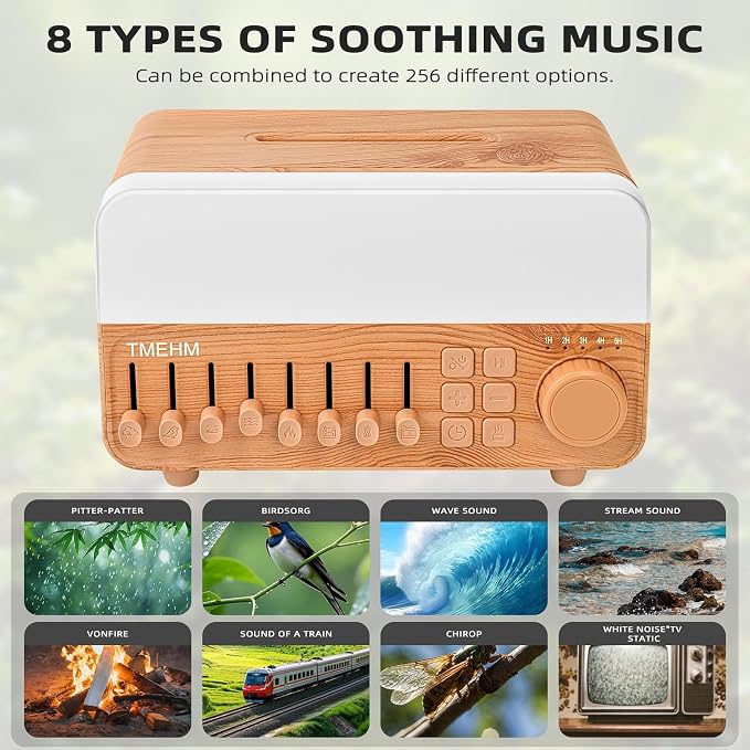 TMEHM 4-in-1 Sleep Sound Machine with White Noise & 8 Nature Sounds | Bluetooth Speaker, Night Light & Aroma Diffuser with Timer for Baby, Kids and Adults