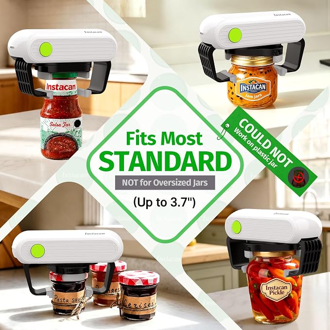 2 Effortless Electric Jar Opener Easy Opens Twist-Lid, One Handed Automatic Jar Opener for Weak Hands & Seniors with Arthritis, Battery Operated Essential Kitchen Gadgets Gift for Home Assistance
