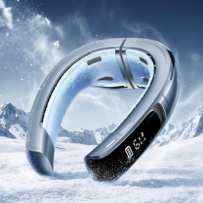 RANVOO AICE LITE MAX 2026 Real AC Cold Blast [No.1 Coolest & Most Durable] AI Neck Air Conditioner, Best Immersive Neck Cooler, 6000 mAh Rechargeable Neck Fan Blow Cold Air, Summer Gifts for Mom Blue