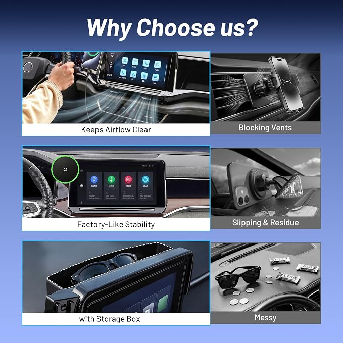 Magnetic Phone Holder for Volkswagen Atlas (2024 2025 2026, 12inch) / VW Altas Cross Sport, 15W Wireless Car Charger for iPhone & Samsung, 360 & Hands Free, with Storage Box, New Car Accessories