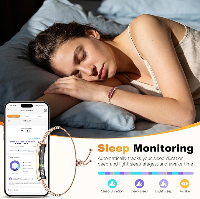 Smart Bracelet for Women – Fitness Tracker with Heart Rate, Sleep & Step Tracking, 1ATM Water Resistant, Multi-Sport Modes, Fitness Tracking Wearable with Free App, 2 Bands(Red)
