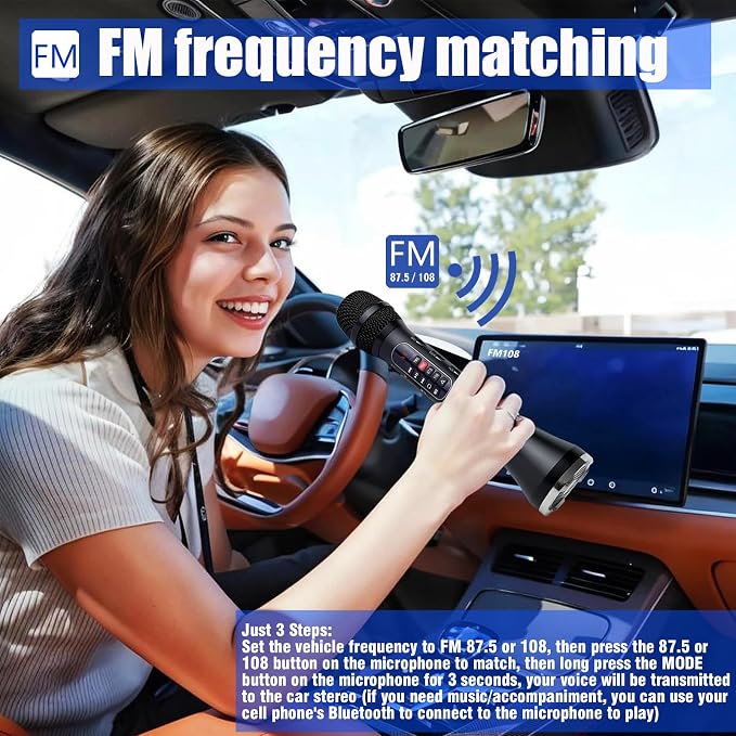 Karaoke Microphone Wireless Bluetooth,Handheld Voice Amplifier,Portable Mic with Speaker 30W High Power DSP Chip Smart Noise Reduction for Car/Indoor/Outdoor Speaking Teaching Singing