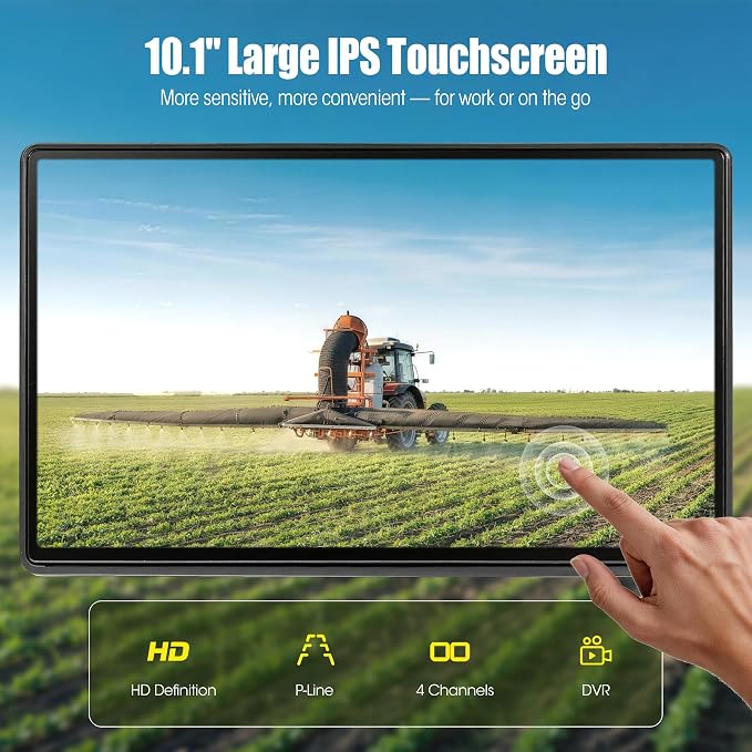 1080P Wired Backup Camera System, 10.1" DVR IPS Touchscreen + 4 IP69K Water/Dust Proof Rear & Side Cameras, Vibration-Proof 20G for Hitching, Farm Work, UTV, Trailer, Tractor, Truck, Combine
