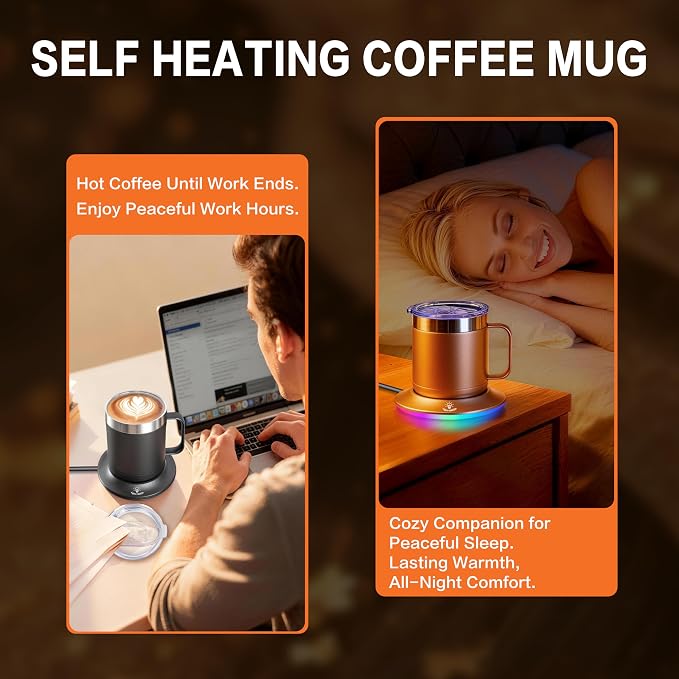 Electric Coffee Mug 12oz Gun Black - Temperature Control Cup Warmer for Desk, 10H Auto-Off