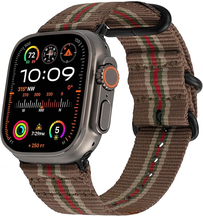 Hiking Trail Nylon Band | The Original Rugged Compatible with Apple Watch Band for Men & Women - Soft, Breathable, Woven Water-Resistant Nylon Mens iWatch Strap | Fits Ultra 2 & Ultra 49mm 46mm 45mm 44mm Series 10 & All Models (Vegas Stripe)