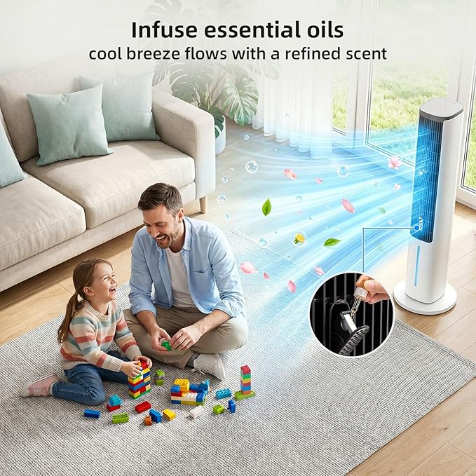Antarctic Star Windowless Evaporative Air Cooler, Portable Air Conditioner with 80° Oscillation, Fast Cooling 4 Speeds 3 Modes, Ice Packs & Aromatherapy Pad for Bedroom/Office/Indoor Use