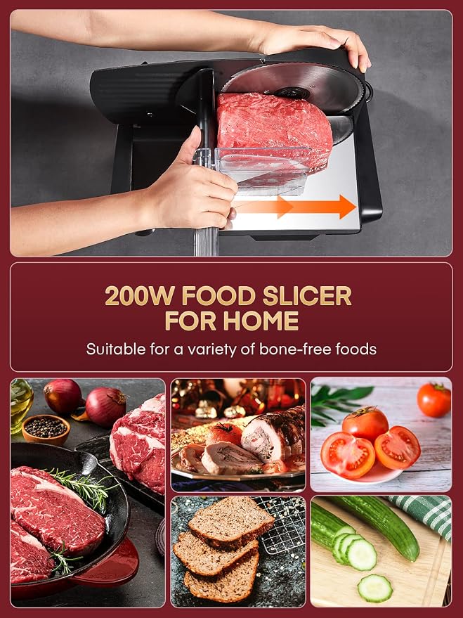 FOHERE Meat Slicer for Home Use + Electric Cheese Grater Salad Maker, Electric Slicer Shredder for Home Kitchen Use