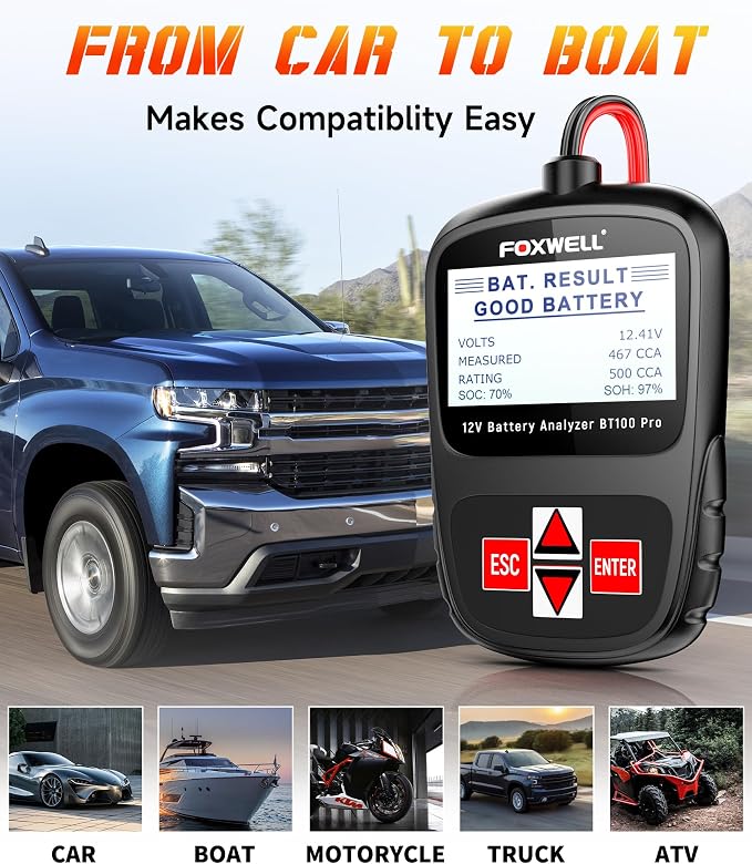 FOXWELL NT604 obd2 Scanner and BT100 Pro Battery Tester