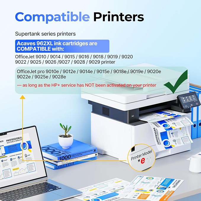 962XL Ink Cartridges for HP 962XL Ink Cartridges Combo Pack Work for HP OfficeJet Pro 9010, 9015, 9018, 9020, 9025 9014 9016 9019 Printer, 4-Pack