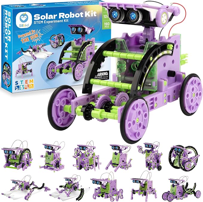 Sillbird Bundle - 2 Items Robot Building Kit with Remote Control & Solar Robotic Toys Christmas STEM Gift for Boys Aged 8-14, Coding Technic Creative Gifts for Kids Teens