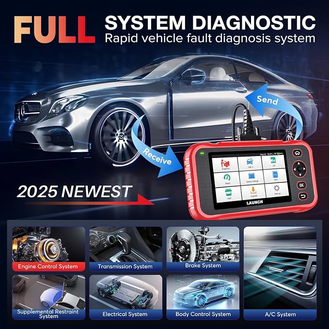 LAUNCH CRP123E Plus OBD2 Scanner, All System Car Diagnostic Scan Tool with Oil Reset, SAS Calibration, Throttle Adaptation,Support FCA,Lifetime Free Update