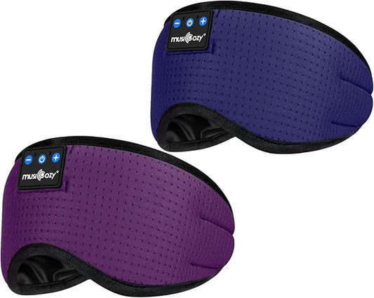 MUSICOZY Sleep Headphones Breathable Bluetooth 5.4 Headband 3D Sleeping Headphones, Wireless Eye Mask Sleep Earbuds for Side Sleeper Women Office Air Travel Cool Tech Gadgets Unique Gifts of 2 Packs