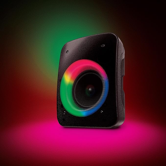 Coby Wireless Bluetooth Speaker, Portable Speaker with 11 LED Light Modes, Built-in Mic Input, and FM Radio for Outdoor Use, Rechargeable Battery, Micro USB, AUX Port, and TF Card Slot, 7-Hour Play