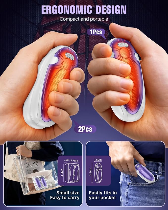 Hand Warmers Rechargerable 4 Pack - 14000mAh Electric AI Handwarmers with Charging Case, Magnetic 2 in 1 Pocket Heater, Stocking Stuffers, Gifts for Women/Christmas/Golf/Camping Accessories