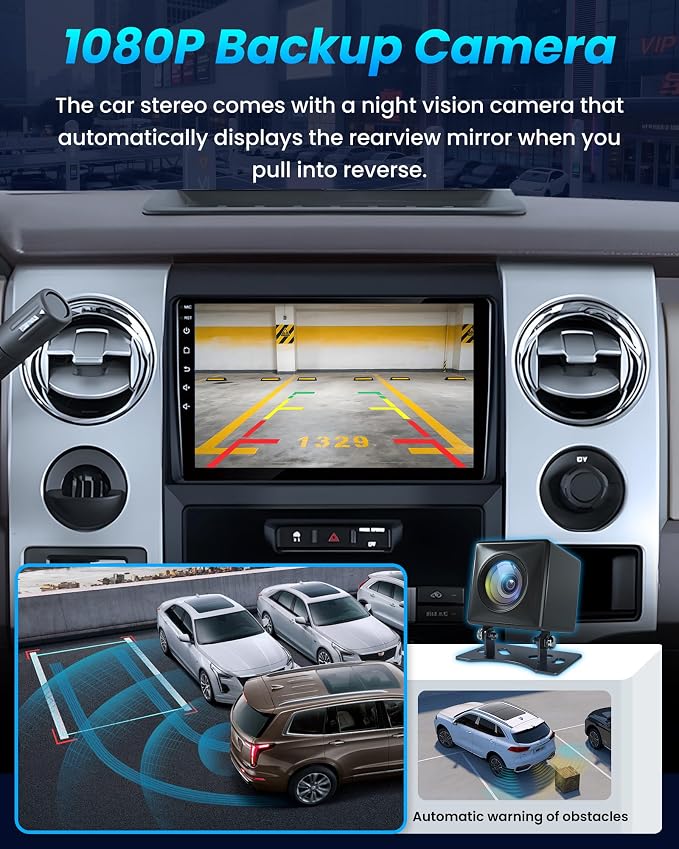 4G RAM 64G ROM Car Radio for Ford F150 2009-2014: Upgrade 9" 1280 * 800 HD Touchscreen Stereo - Wireless Carplay Android Auto GPS 5G WiFi GPS Navigation Bluetooth EQ FM RDS Backup Camera