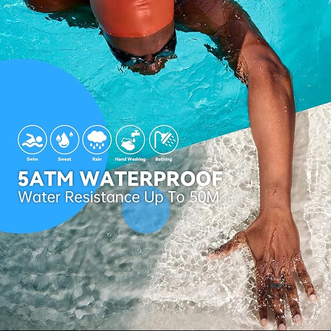 Smart Ring for Men Women - 2025 AI Fitness Tracker with Blood Oxygen/Sleep/Meditation/Heart Rate/Stress, Women's Health, Air Shutter, 5ATM Waterproof, Android & iOS Compatible