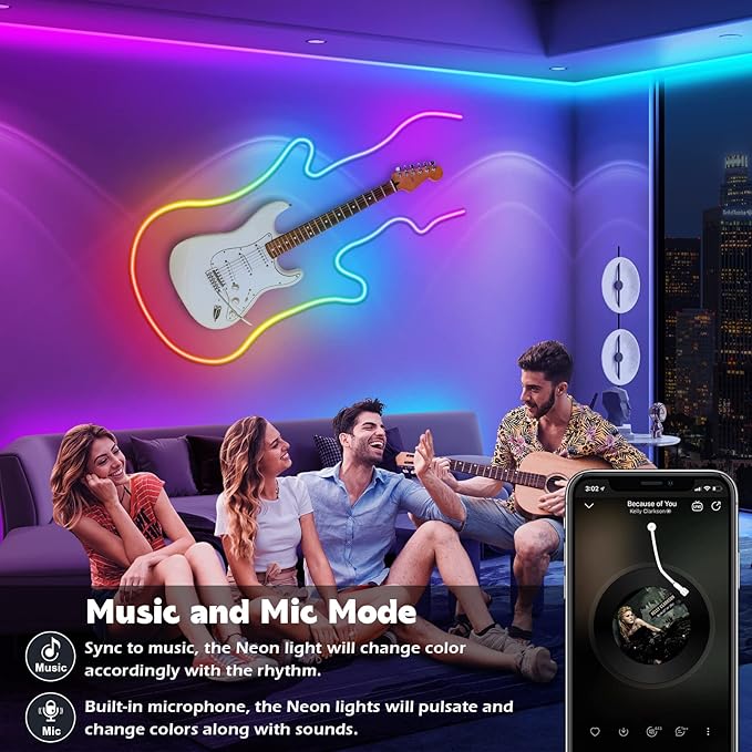 AILBTON 20Ft Neon Rope Lights,Flexible Led Rope Lights Control with App/Remote,Multiple Modes RopeLights,IP65 Outdoor RGB Led Neon Lights NonWater Resistant,Music Sync Gaming Led NeonLight Strip