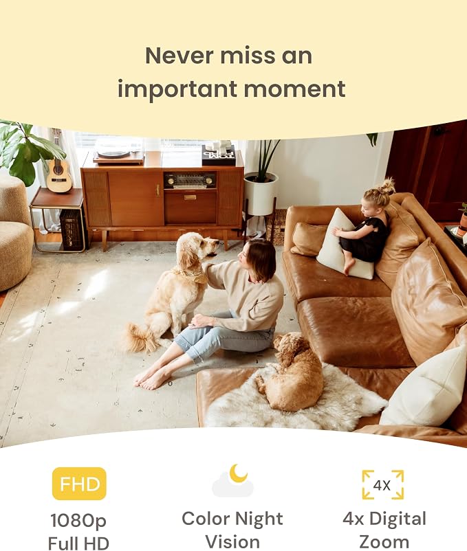 Furbo Mini Pet Camera: Basic See & Talk Features, No AI Alerts, No Subscription Required, Pet Security Cam w/Barking/Meowing Alerts, Rotating View, 2-Way Audio, Smart Home Monitoring