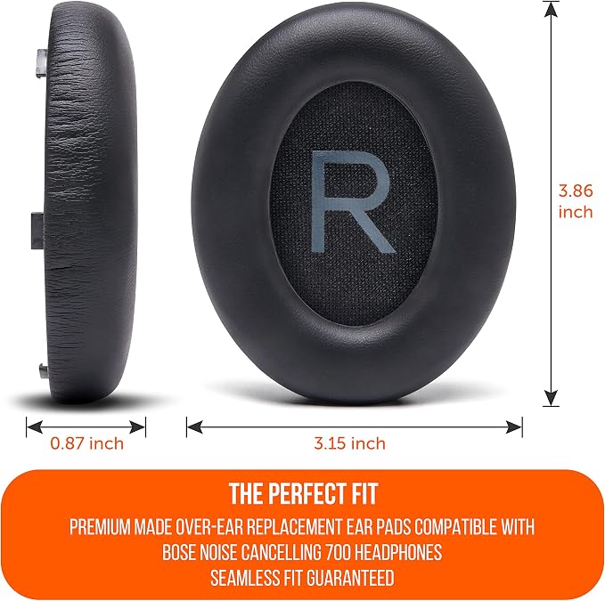 WC Wicked Cushions Upgraded Replacement Ear Pads for Bose 700 Noise Cancelling Headphones (NC700) - Softer PU Leather, Luxurious Memory Foam, Added Thickness, Extra Durable Ear Cushions | (Black)