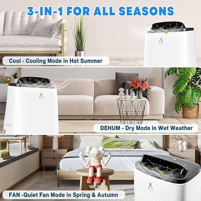 GarveeTech 14000 Btu Portable Air Conditioner, Best Portable Room Air Conditioner, 3 in-1 Ac w/Dehumidifier, Fan & Sleep Mode, Remote Control,24 Hrs Timer,Led Display,Window Kit,Cools Up to 750 Sq. Ft