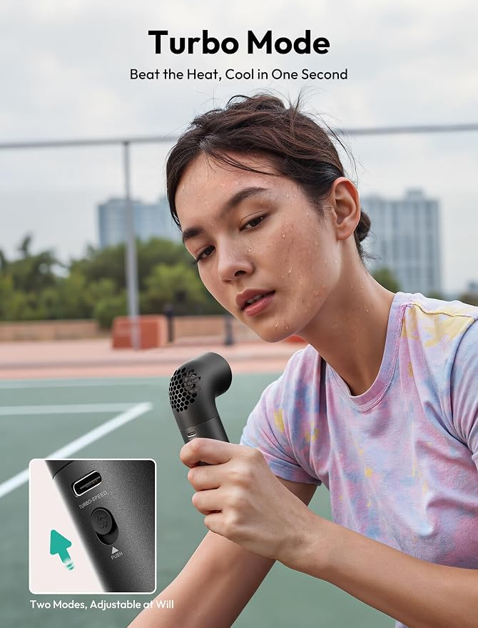 Aecooly Portable Handheld Fan, Powerful Turbo Mini Fan, 19000 RPM High Speed Aero Pro, 15H Max Cooling Time, 6 Speeds Aluminum Case, Pocket Rechargeable Personal Small Travel GIfts for Women-Black