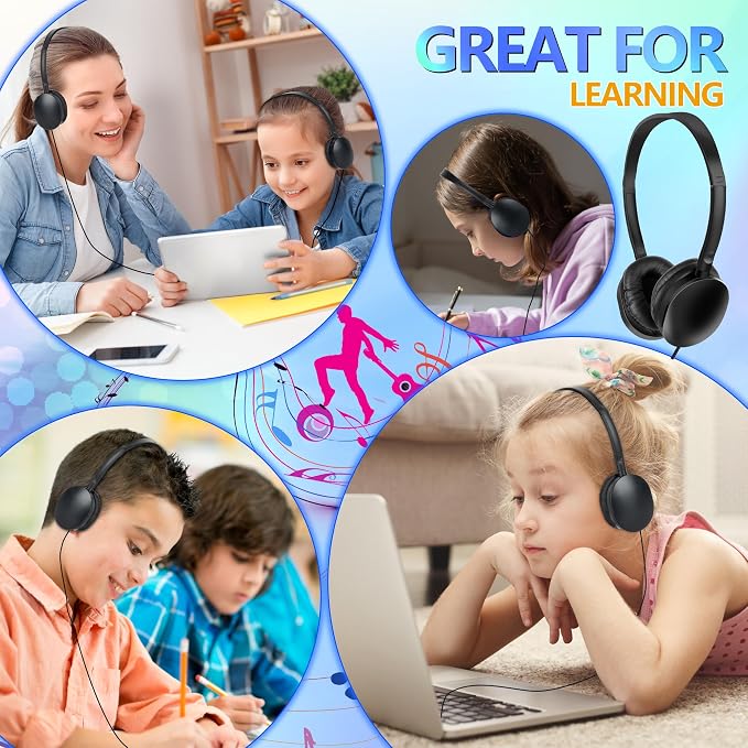 Headphones Bulk 100 Pack for School Classroom School Student Boys Girls Teens and Adult,Computer Earphones Class Set of Headphones for Students Online Lesson and Testing (Black)