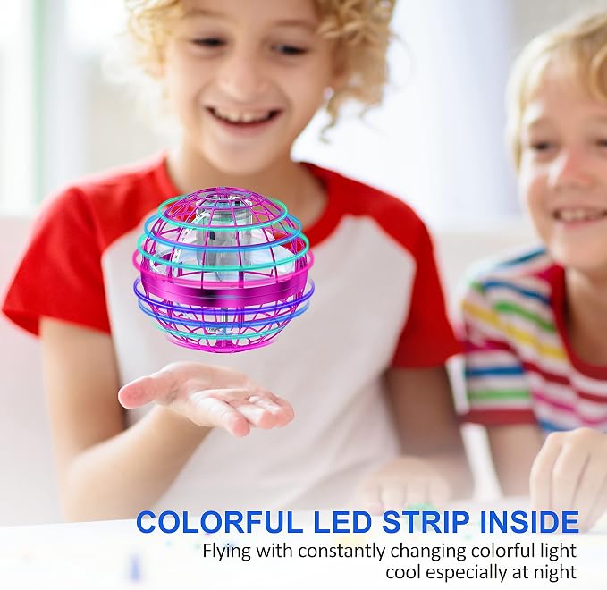 LEMATRIX Flying Orb Ball Toy, Hover Ball Boomerang Fly Fidget Spinner, Cool Toys Gifts for 6 7 8 9 10 11 12+ Years Old boy Girls Teens, Hand Mini Drone Cosmic Globe, Indoor Outdoor Toys (Pink)