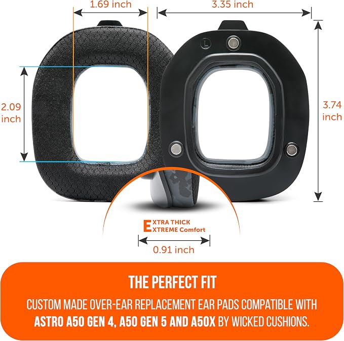 WC Freeze A50 - Cooling Gel Replacement Earpads for Astro A50 Gen 4, Gen 5 and A50X Only, Made by Wicked Cushions, Improved Durability, Thickness and Sound Isolation | Black Camo