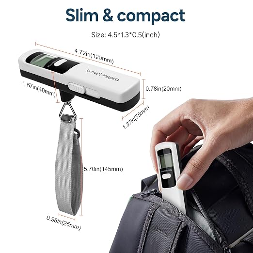 Battery-Free Luggage Scale – No Batteries Needed, Portable Digital Hanging Suitcase Weight Scale for Air Travel & Checked Bags, 110lb/50kg, LCD Display, Compact Travel Accessory