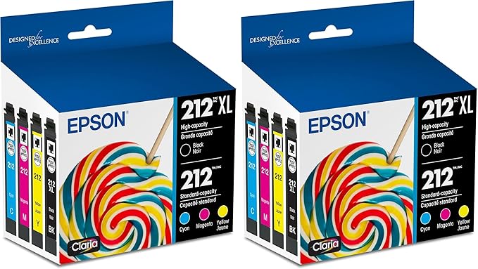 Epson 212 Claria Ink High Capacity Black & Standard Color Cartridge Combo Pack (T212XL-BCS) Works with Workforce WF-2830,2850 and Expression XP-4100,4105,(Pack of 2)