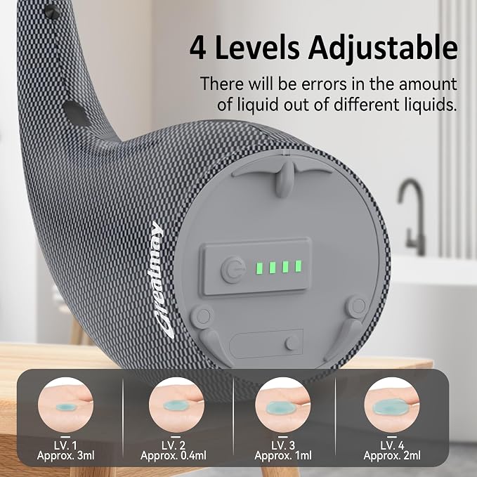 Adjustable Automatic Soap Dispenser Touchless, 4 Adjustable Levels Touchless Sensor Liquid Soap Pump Dispenser，300ml Rechargeable Magnetic Charging Hand Soap Dispenser for Kitchen，Bathroom