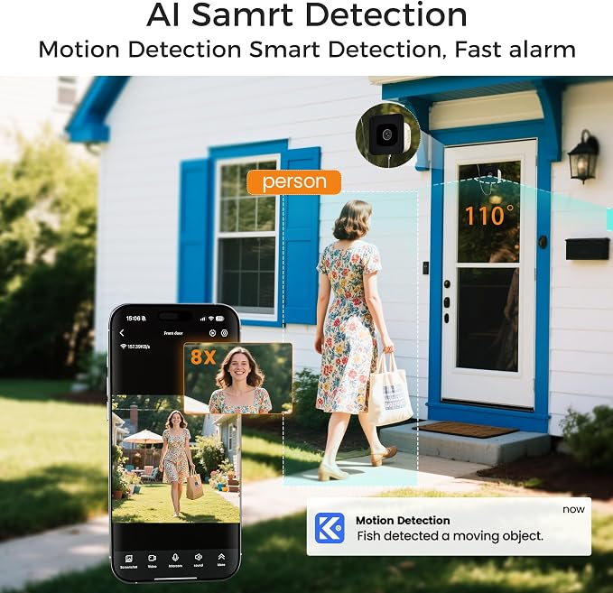 3K No Drill Window Camera, 2Pack Indoor Window Security Cameras with Color Night Vision for Home Security, 2.4G&5G WiFi, Motion Detection, Work w/Alexa&Google Assistant, Anti-Glare, Anti-Reflection B1