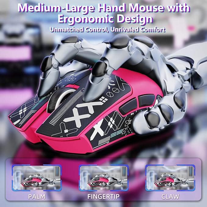 MAMBASNAKE Attack Shark X11SE Lightweight Wireless Gaming Mouse, Tri-Mode 2.4G/USB-C Wired/BT, 22K DPI, PAW3311 Optical Sensor, 59g, 5 Programmable Buttons, 300mAh Battery for PC/Mac((Berry-Griptape)