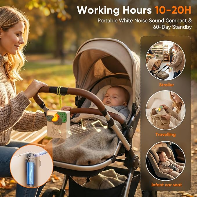 Sound Machine for Baby Soother,AI Cry Detection & Auto-Soothing,Parent-Voice Comfort,13 Soothing White Noise Machine,Record,Timer and Night Light, Ideal for Newborns,Sleeping Soother, Meditation