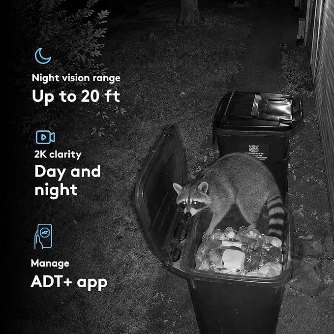 ADT Blu Outdoor Camera, 2K Video, Rechargeable Battery, Spotlight, Night Vision, Weather Resistant, Smart Detection - Compatible with ADT Blu Systems, Subscription Required
